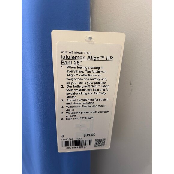 lululemon Align HR Pant/ Leggings  size 6 Pool 28” New with tags Authentic - Picture 4 of 5